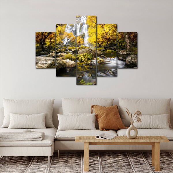 Slika - Slapovi u jesenskom pejzažu, žuti (150x105 cm)