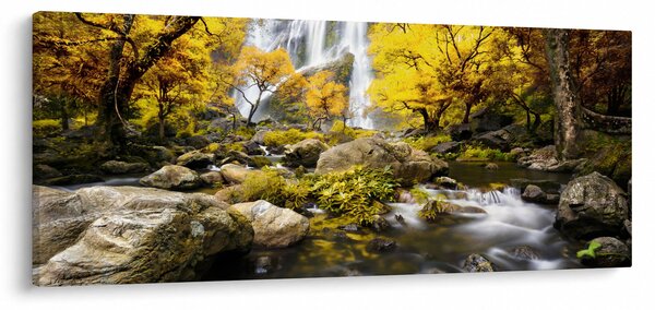 Slika - Slapovi u jesenskom pejzažu, žuti (120x50 cm)
