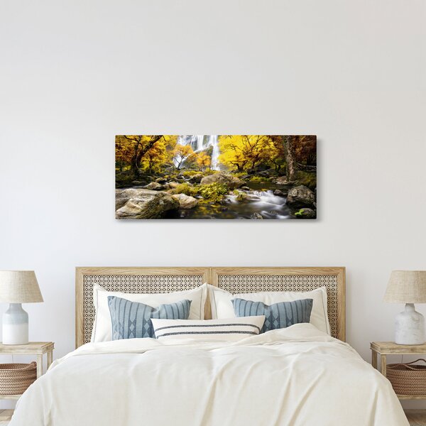 Slika - Slapovi u jesenskom pejzažu, žuti (120x50 cm)