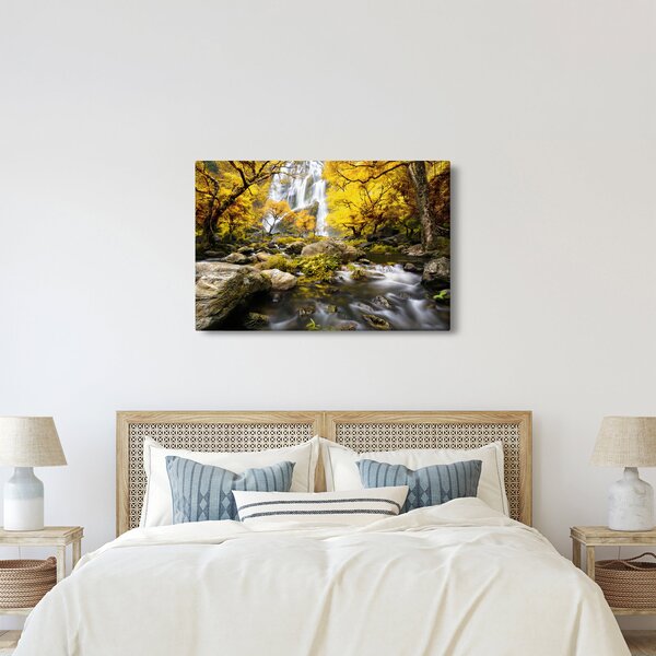 Slika - Slapovi u jesenskom pejzažu, žuti (90x60 cm)