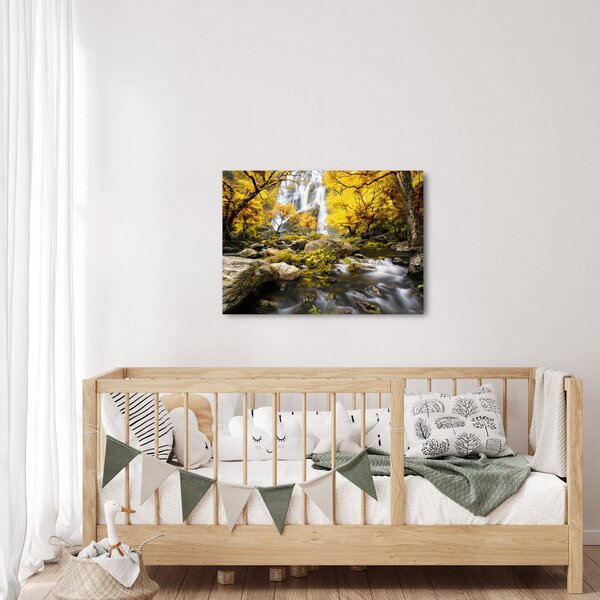 Slika - Slapovi u jesenskom pejzažu, žuti (70x50 cm)