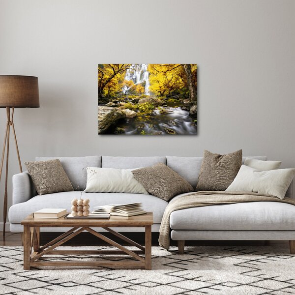 Slika - Slapovi u jesenskom pejzažu, žuti (70x50 cm)
