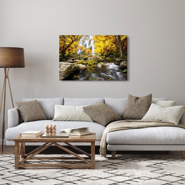 Slika - Slapovi u jesenskom pejzažu, žuti (90x60 cm)