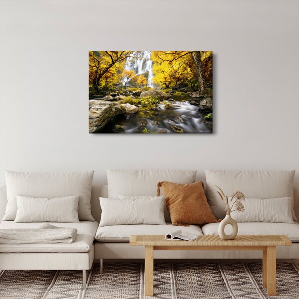 Slika - Slapovi u jesenskom pejzažu, žuti (90x60 cm)