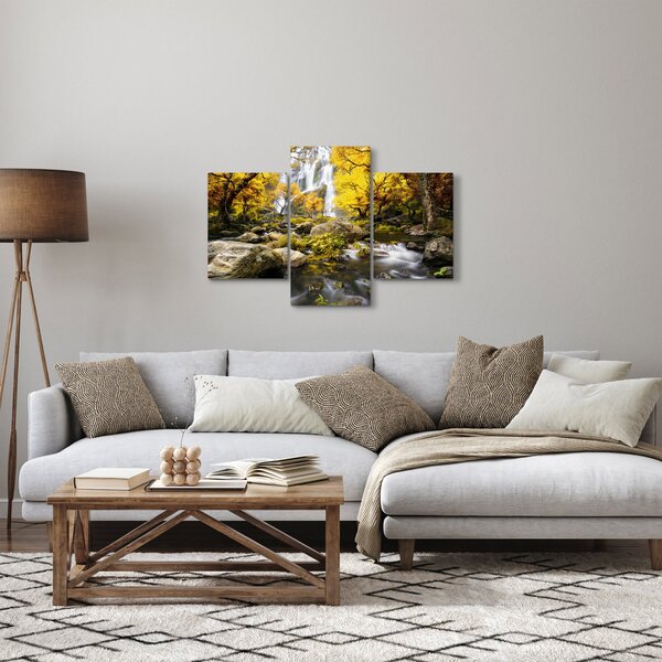 Slika - Slapovi u jesenskom pejzažu, žuti (90x60 cm)