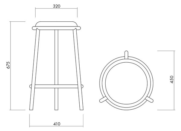 Bordo metalna barska stolica (visine sjedala 68 cm) Hogo – noo.ma