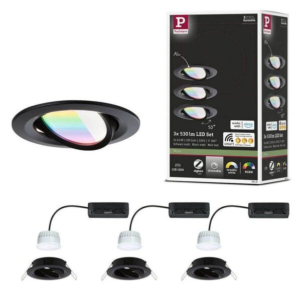 Reflektori Paulmann, Nova Coin Smart, prigušiv, Crno, Dnevna soba, Aluminij, Moderan