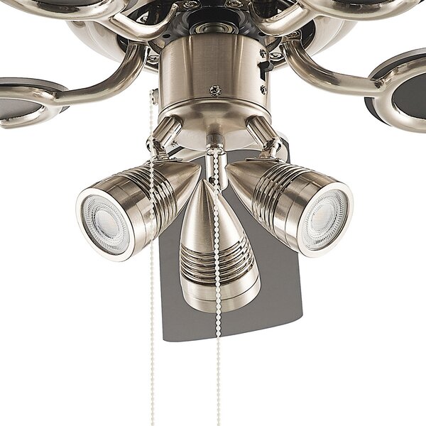 Stropni ventilator Anariki s lampom, tih, srebrni - Lindby Lindby, Anariki, Metalik, Dnevna soba, Metal, Seoska kuća / rustikalni