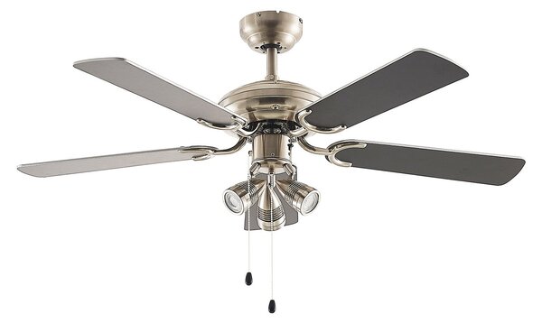 Stropni ventilator Anariki s lampom, tih, srebrni - Lindby Lindby, Anariki, Metalik, Dnevna soba, Metal, Seoska kuća / rustikalni