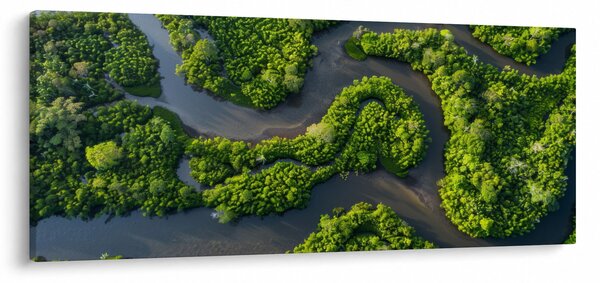 Slika - Šumski krajolik s rijekom (120x50 cm)