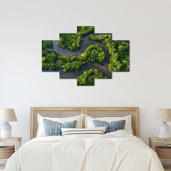 Slika - Šumski krajolik s rijekom (150x105 cm)