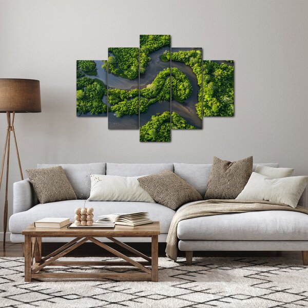 Slika - Šumski krajolik s rijekom (150x105 cm)