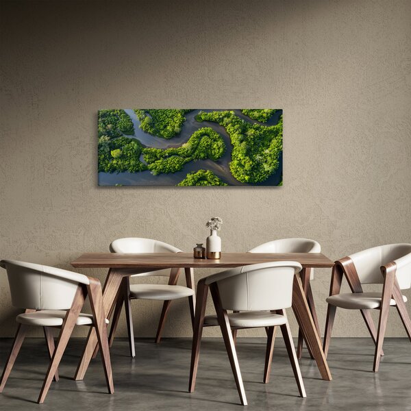 Slika - Šumski krajolik s rijekom (120x50 cm)
