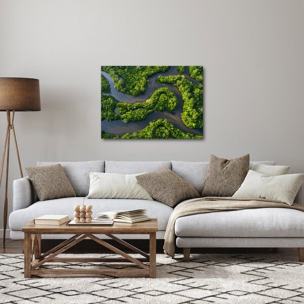 Slika - Šumski krajolik s rijekom (70x50 cm)