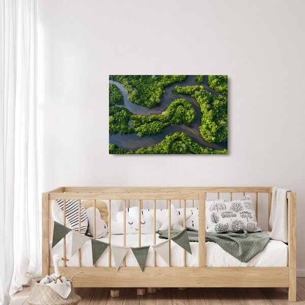 Slika - Šumski krajolik s rijekom (90x60 cm)