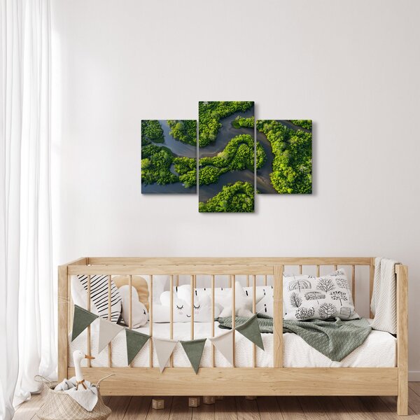 Slika - Šumski krajolik s rijekom (90x60 cm)