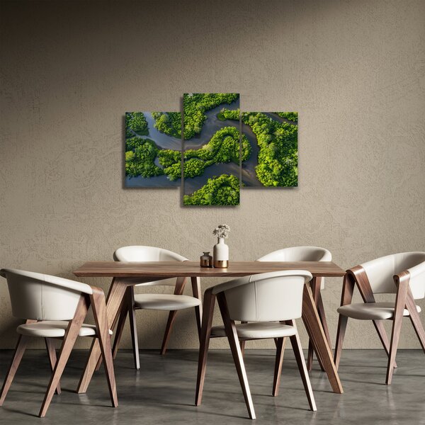 Slika - Šumski krajolik s rijekom (90x60 cm)