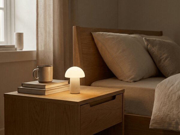 LED stolna lampa FUNGHI 11,2 cm, bijela