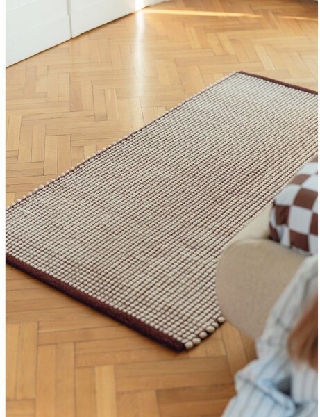 Bordo/u prirodnoj boji ručno rađen vunen tepih 140x200 cm Talo – noo.ma