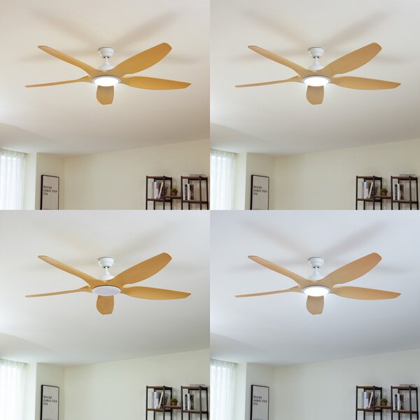 Omendo LED stropni ventilator bijeli CCT DC tihi - Lucande Lucande, Omendo, prigušiv, Bijela, Dnevna soba, Metal, Moderan