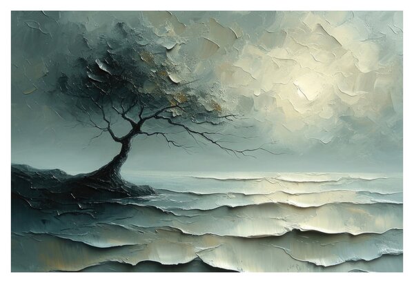 Slika - Uljana slika stabla s oceanom (90x60 cm)