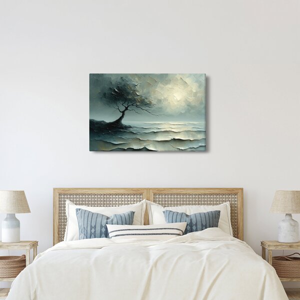 Slika - Uljana slika stabla s oceanom (90x60 cm)