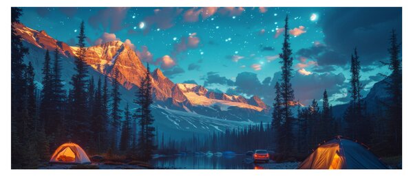 Slika - Kampiranje u planinama (120x50 cm)