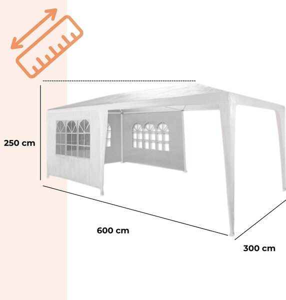 Party šator NEAPOL, 3x6 m, bijeli Jurhan