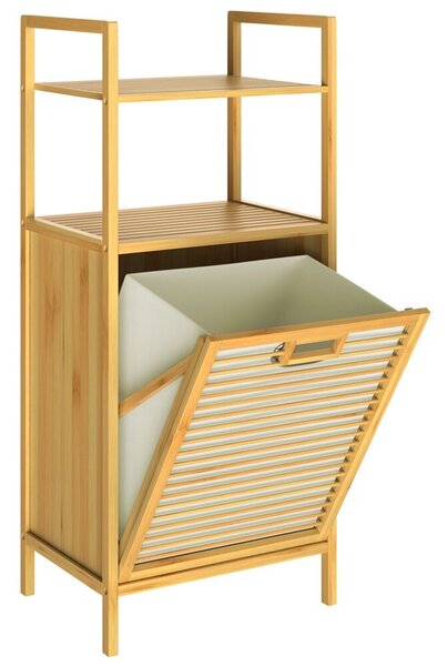 Bambuski regal s košarom za rublje DORIS, 40x30x95 cm, smeđa/krem Casaria