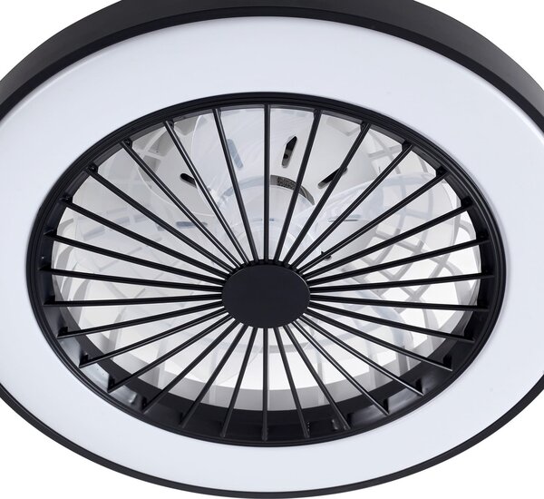 Teleo LED Stropni ventilator Crna - Lindby Lindby, Teleo, prigušiv, Crno, Dnevna soba, Plastika, Moderan