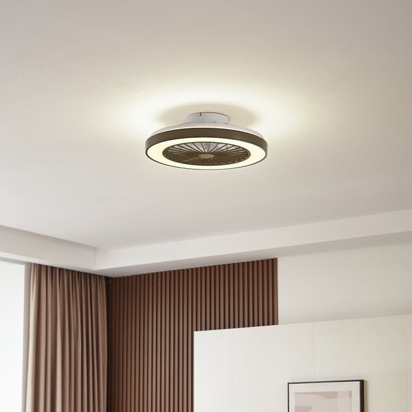 Teleo LED Stropni ventilator Crna - Lindby Lindby, Teleo, prigušiv, Crno, Dnevna soba, Plastika, Moderan