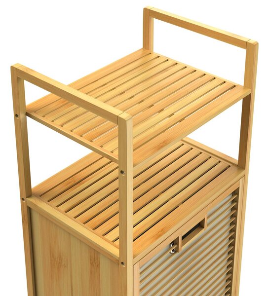 Bambuski regal s košarom za rublje DORIS, 40x30x95 cm, smeđa/krem Casaria