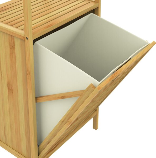 Bambuski regal s košarom za rublje DORIS, 40x30x95 cm, smeđa/krem Casaria