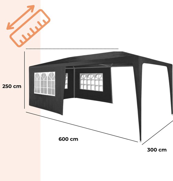 Party šator NEAPOL, 3x6 m, antracit Jurhan