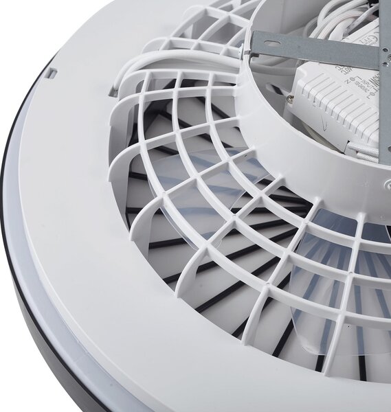 Teleo LED Stropni ventilator Crna - Lindby Lindby, Teleo, prigušiv, Crno, Dnevna soba, Plastika, Moderan
