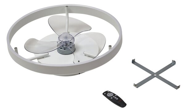 Momitu LED stropni ventilator, bijeli, aluminij, Ø 50 cm - Lindby Lindby, Momitu, prigušiv, Bijela, Dnevna soba, Aluminij, Moderan