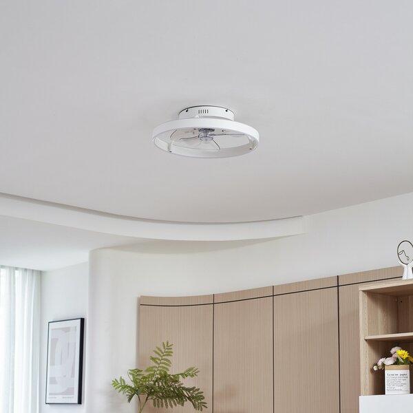 Momitu LED stropni ventilator, bijeli, aluminij, Ø 50 cm - Lindby Lindby, Momitu, prigušiv, Bijela, Dnevna soba, Aluminij, Moderan