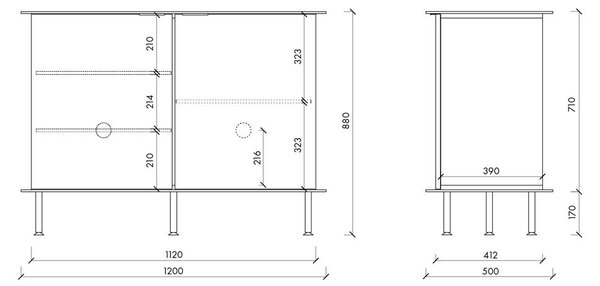 Tamno plava komoda s rupom za kabele 120x88x50 cm Suumo – noo.ma