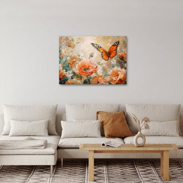 Slika - Leptir i cvijeće, ulje na platnu (70x50 cm)