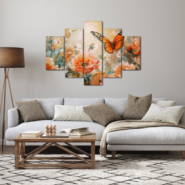 Slika - Leptir i cvijeće, ulje na platnu (150x105 cm)