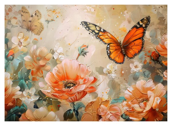 Slika - Leptir i cvijeće, ulje na platnu (70x50 cm)