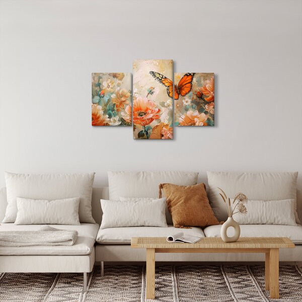 Slika - Leptir i cvijeće, ulje na platnu (90x60 cm)