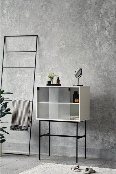Sivo-bež vitrina s kliznim vratima 70x109x40 cm Lekko – noo.ma
