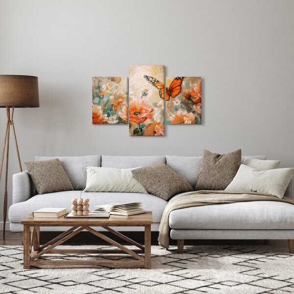 Slika - Leptir i cvijeće, ulje na platnu (90x60 cm)