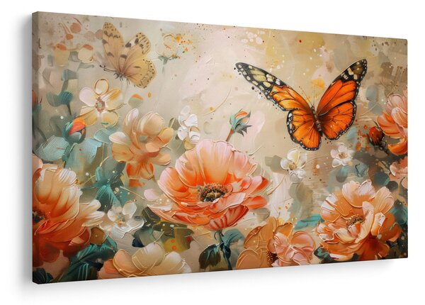 Slika - Leptir i cvijeće, ulje na platnu (90x60 cm)