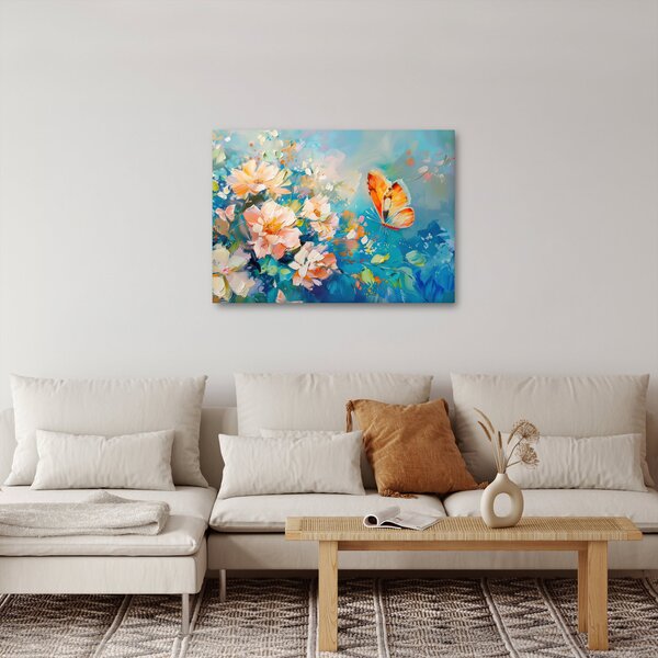 Slika - Leptir i cvijeće, ulje na platnu II. (70x50 cm)