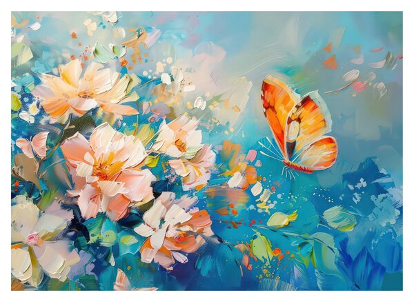 Slika - Leptir i cvijeće, ulje na platnu II. (70x50 cm)