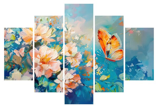 Slika - Leptir i cvijeće, ulje na platnu II. (150x105 cm)