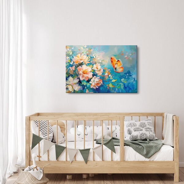 Slika - Leptir i cvijeće, ulje na platnu II. (90x60 cm)