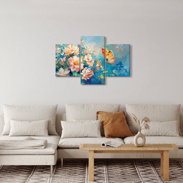Slika - Leptir i cvijeće, ulje na platnu II. (90x60 cm)